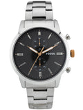 Fossil Townsman Chronograph Grey Dial Silver Steel Strap Watch for Men - FS5407