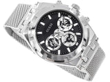 Guess Continental Quartz Black Dial Silver Mesh Strap Watch For Men - GW0582G1