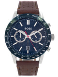 Hugo Boss Allure Chronograph Blue Dial Brown Leather Strap Watch for Men - 1513921