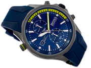 Hugo Boss Globetrotter Chronograph Blue Dial Blue Silicone Strap Watch for Men - 1513821