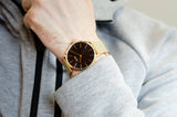 Hugo Boss Horizon Quartz Black Dial Gold Mesh Bracelet Watch For Men - HB1513735