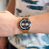 Hugo Boss Santiago Chronograph Blue Dial Brown Leather Strap Watch for Men - 1513860