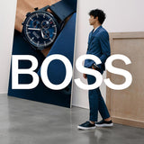 Hugo Boss Pioneer Quartz Blue Dial Blue Leather Strap Watch For Men - 1513711