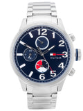 Tommy Hilfiger Jackson Chronograph Blue Dial Silver Steel Strap Watch for Men - 1791242