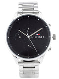 Tommy Hilfiger Chase Quartz Black Dial Silver Steel Strap Watch For Men - 1791485