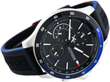 Tommy Hilfiger Bank Quartz Black Dial Black Rubber Strap Watch for Men - 1791724