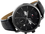 Tommy Hilfiger Evan Black Dial Black Leather Strap Watch for Men - 1710395