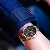 Tommy Hilfiger West Chronograph Quartz Black Dial Gold Steel Strap Watch For Men - 1791708