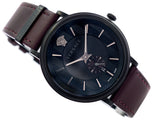 Versace V-Circle Manifesto Black Dial Maroon Leather Strap Watch for Men - VBQ040017