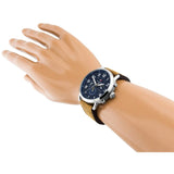 Tommy Hilfiger Briggs Chronograph Blue Dial Brown Leather Strap Watch for Men - 1791424