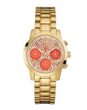 Guess Mini Sunrise Quartz Analog Orange Dial Gold Steel Strap Watch For Women - W0448L7