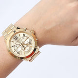 Michael Kors Bradshaw Chronograph Gold Dial Gold Steel Strap Watch For Women - MK5777