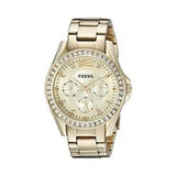 Fossil Riley Gold Dial Gold Steel Strap Watch for Women - ES3203