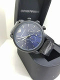 Emporio Armani Luigi Analog Blue Dial Black Leather Strap Watch For Men - AR11351