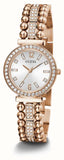 Guess Gala Diamonds Silver Dial Gold Steel Strap Watch for Women - GW0401L3