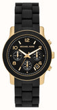 Michael Kors Runway Chronograph Black Dial Black Silicone Strap Watch For Women - MK7385