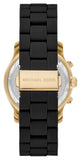 Michael Kors Runway Chronograph Black Dial Black Silicone Strap Watch For Women - MK7385