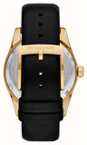 Michael Kors Lexington Black Dial Black Leather Strap Watch For Women - MK4748