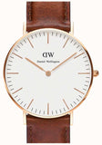 Daniel Wellington Classic St. Mawes White Dial Brown Leather Strap Watch for Men - DW00100035