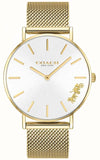 Coach Perry White Dial Gold Mesh Bracelet Watch for Women - 14503125