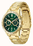 Hugo Boss Allure Chronograph Green Dial Gold Steel Strap Watch for Men - 1513923
