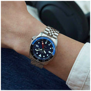 Seiko 5 Sports GMT SKX Automatic Blueberry Dial Silver Steel Strap Watch For Men - SSK003K1
