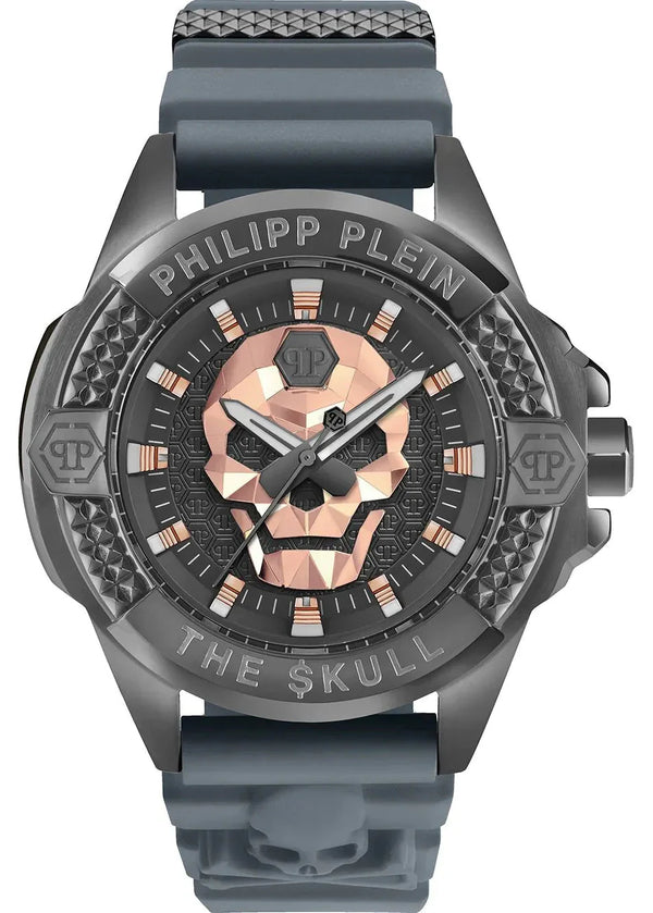 Philipp Plein The Skull Grey Dial Grey Stainless Steel Strap Watch For Men- PWAAA2324