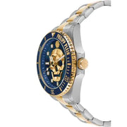 Philipp Plein The $kull Diver Blue Dial Two Tone Steel Strap Watch For Men- PWOAA0722