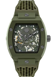 Philipp Plein The Skeleton Green Dial Green Silicone Strap Watch for Men- PWVBA0223