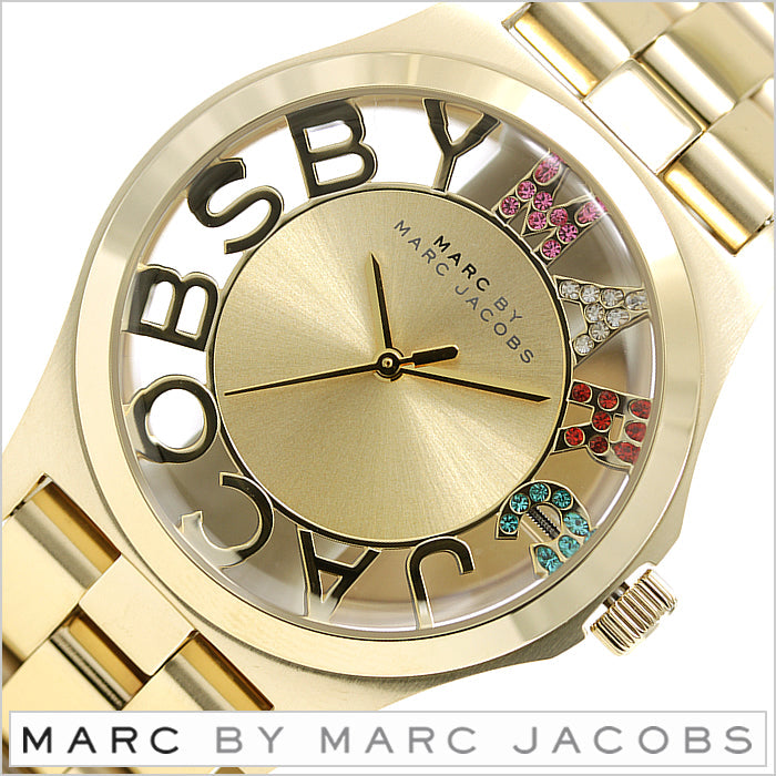 Marc Jacobs Henry Skeleton Gold Dial Gold Steel Strap Watch for Women