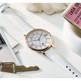 Fossil Jacqueline Quartz Mother of Pearl White Dial White Leather Strap Watch for Women - ES4579