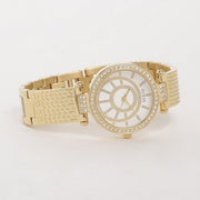 Guess Muse Crystals White Dial Rose Gold Steel Strap Watch For Women - W1008L2