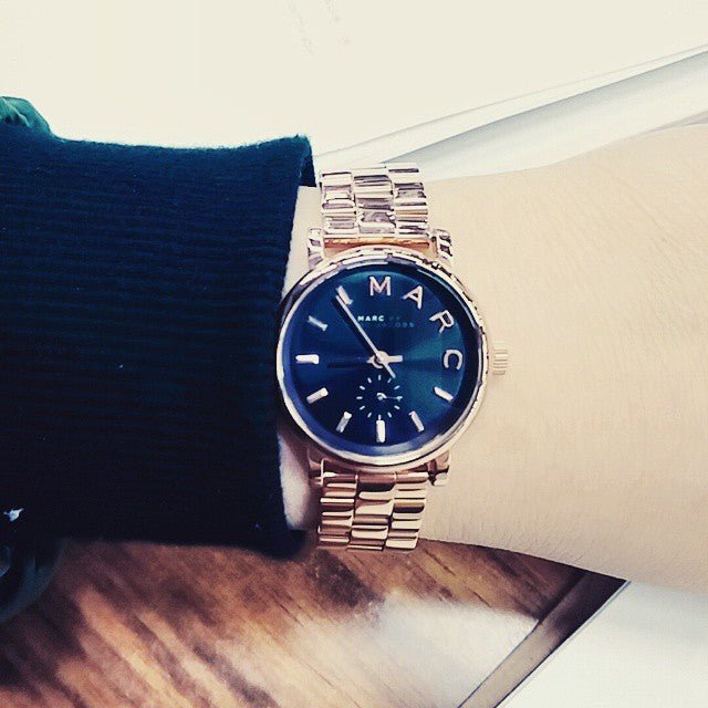 Marc Jacobs Baker Navy Blue Dial Rose Gold Steel Strap Watch  display picture 2