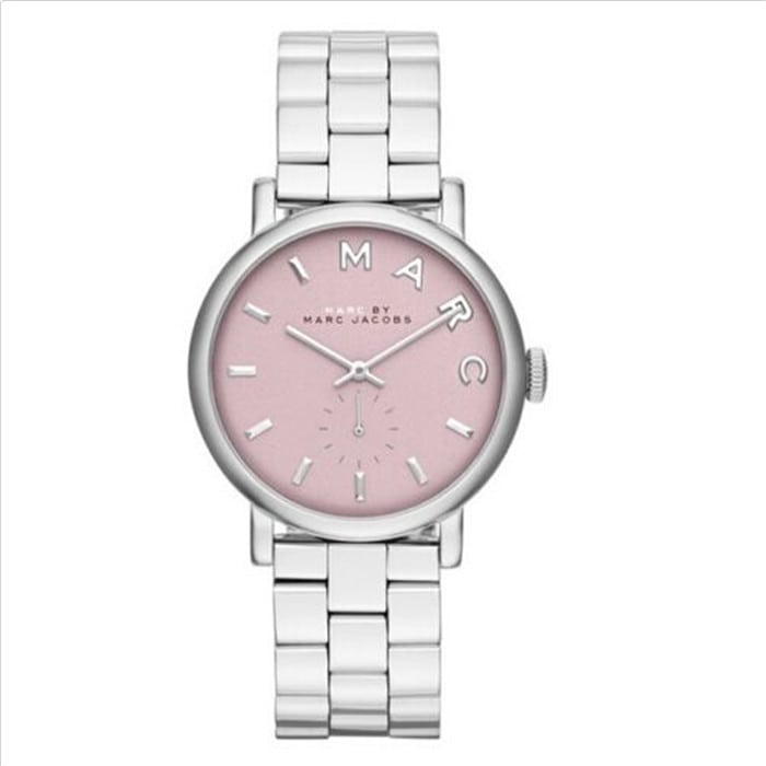 Marc Jacobs Baker Pink Dial Silver Steel Strap Watch for Women