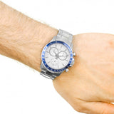 Tissot V8 Quartz T Sport Chronograph Jam Tangan Tali Baja Perak Dial Putih Untuk Pria - T106.417.11.031.00