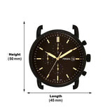 Fossil Commuter Chronograph Black Dial Brown Leather Strap Watch for Men - FS5403