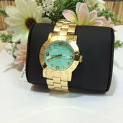 Marc Jacobs Amy Blue Dial Gold Steel Strap Watch for Women - MBM3301