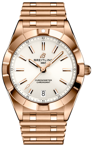 Breitling Chronomat 32 White Dial Rose Gold Steel Strap Watch for Women - R77310101A1R1