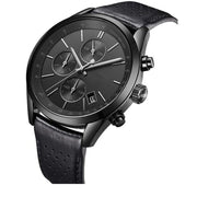 Hugo Boss Grand Prix Chronograph Black Dial Black Leather Strap Watch for Men - 1513474