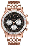 Breitling Navitimer B01 Chronograph 43 Black Dial Rose Gold Steel Strap Watch for Men - RB0138211B1R1