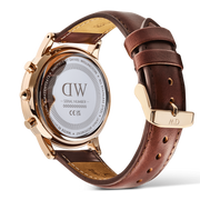 Daniel Wellington Iconic Chronograph Blue Dial Brown Leather Strap Watch For Men - DW00100639