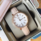 Fossil Jacqueline White Dial Pink Leather Strap Watch for Women - ES4303