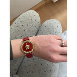 Versace Palazzo Empire Red Dial Red Leather Strap Watch for Women - VCO120017