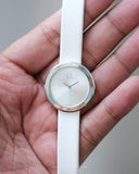 Calvin Klein Firm Silver Dial White Leather Strap Watch for Women - K3N231L6