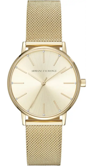 Armani Exchange Lola Analog Gold Dial Gold Mesh Strap Watch For Women - AX5536