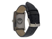 Emporio Armani Black Dial Black Leather Strap Watch For Men - AR0143