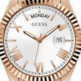 Guess Luna White Dial Rose Gold Steel Strap Watch for Women - GW0308L3