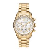 Michael Kors Lexington Mother of Pearl White Dial Gold Steel Strap Watch For Women - MK7241