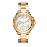 Michael Kors Camille Chronograph White Dial Gold Steel Strap Watch For Women - MK7270