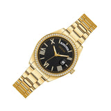 Guess Luna Diamonds Black Dial Gold Steel Strap Watch for Women - GW0307L2